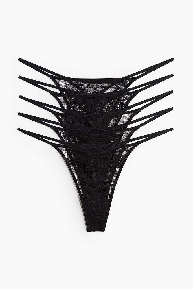 Lot de 5 culottes-ficelles Tanga en dentelle