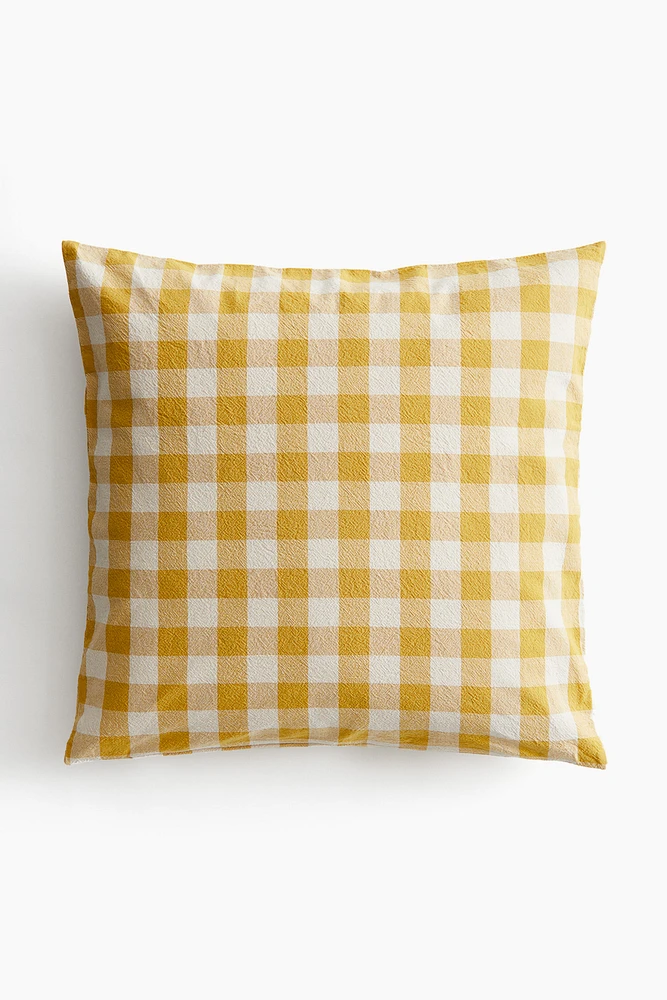 Gingham-Checked Cotton Cushion Cover