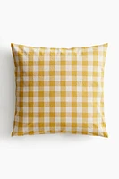 Gingham-Checked Cotton Cushion Cover