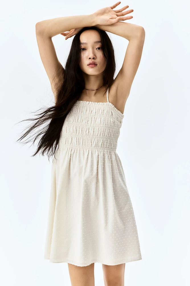 Robe en coton à corsage nid d'abeille