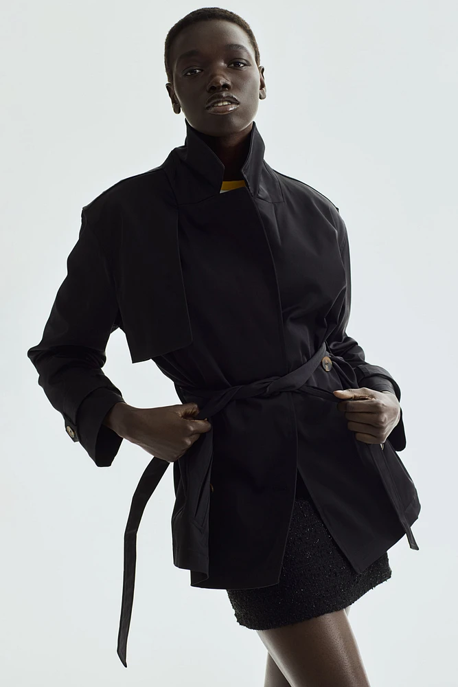 Short Twill Trench Coat