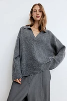 Fine-knit Collared Sweater