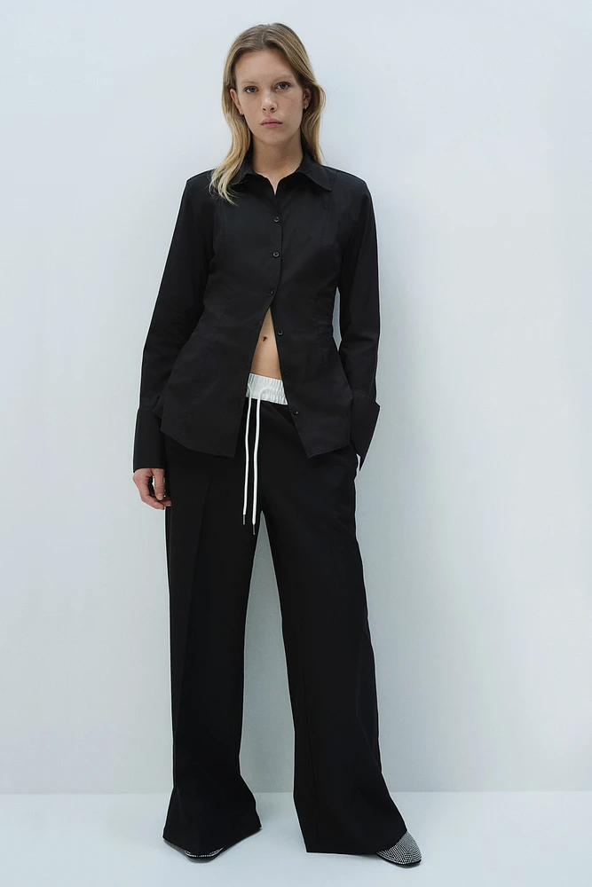 Tapered-Waist Shirt with Shoulder Pads