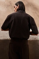 Chemise texturée coupe classique à col cubain