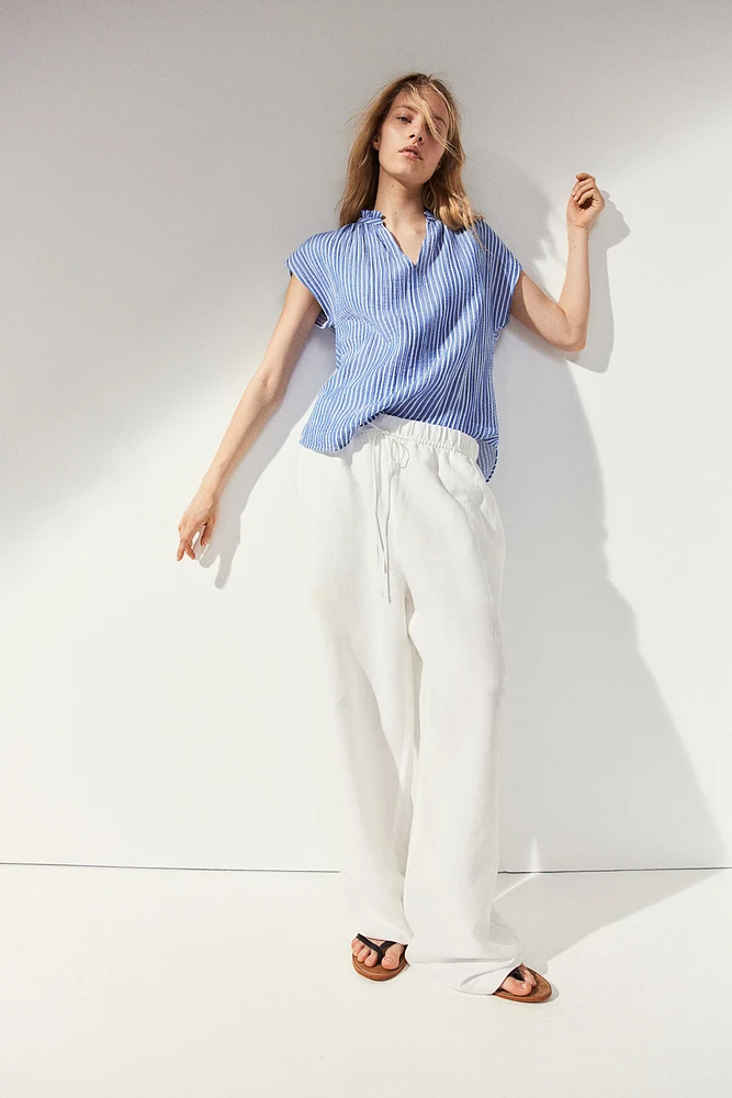 Ruffle-trimmed Cotton Blouse