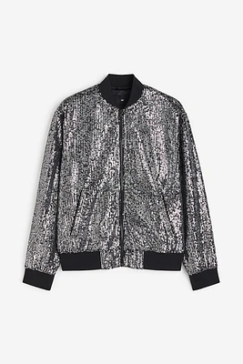 Regular Fit Sequined Bomber Jacket