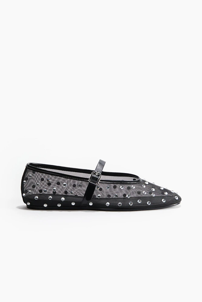 Rhinestone-Embellished Ballet Flats