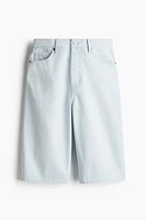 High-Waist Knee-Length Denim Shorts