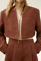 Cropped Linen-Blend Blazer