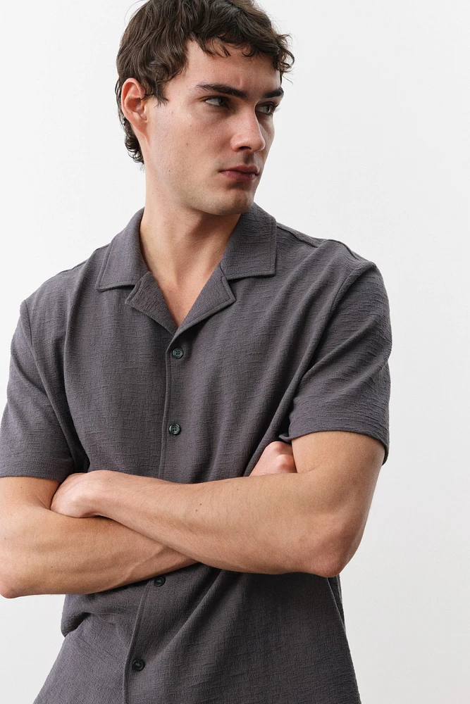Chemise classique en jersey avec col cubain
