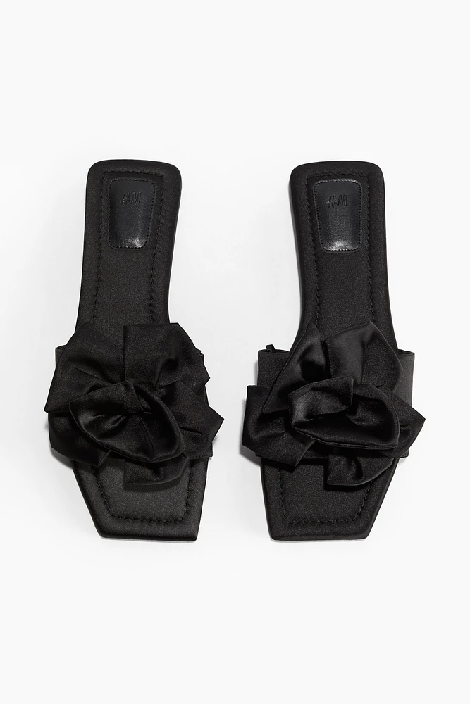 Appliquéd Satin Sandals