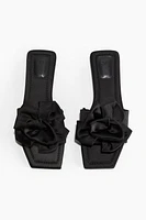 Appliquéd Satin Sandals