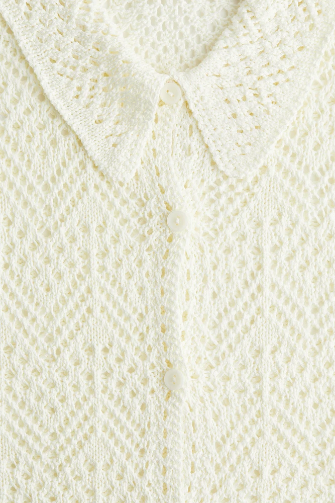 Short-Sleeved Pointelle-Knit Shirt