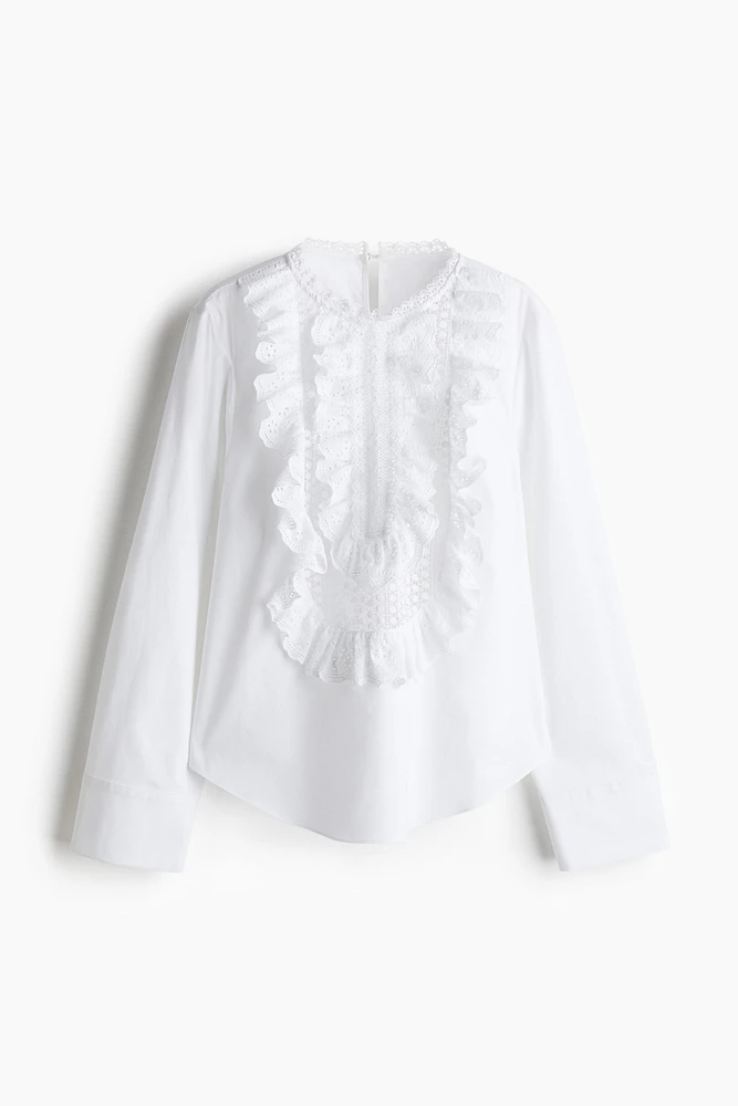 Ruffled cotton blouse