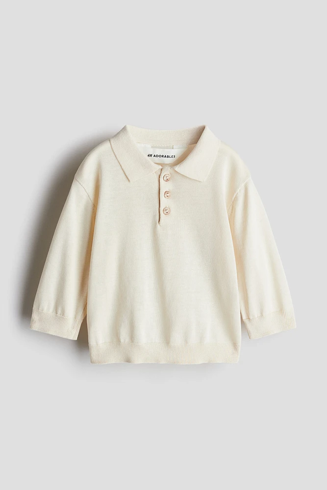 Silk-Blend Polo Sweater