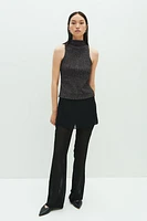 Glittery Mock Turtleneck Sleeveless Top