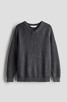 Rib-Knit V-Neck Sweater