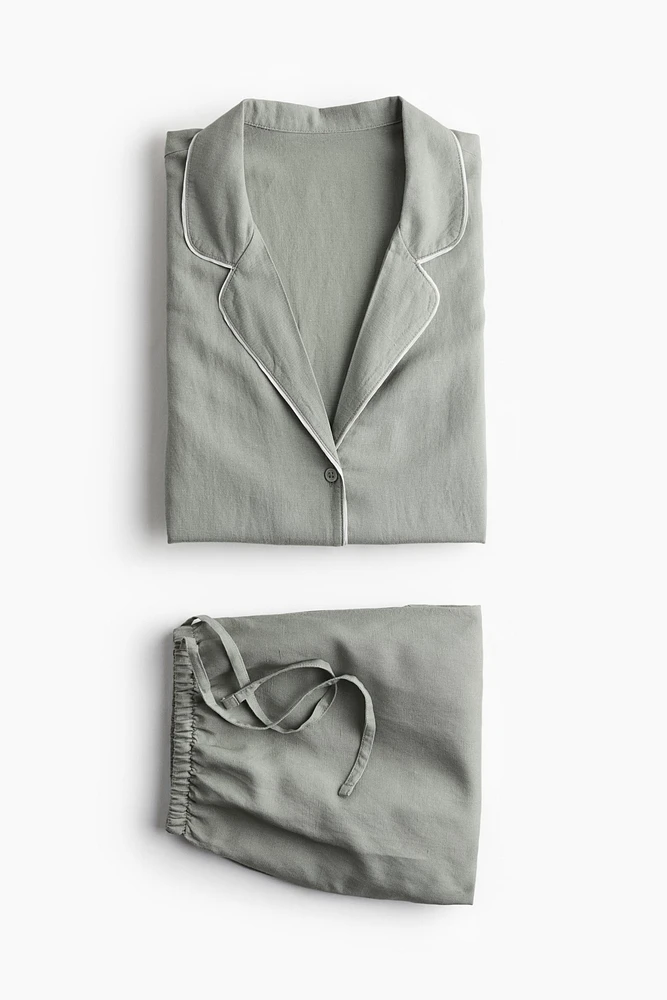 Linen-Blend Pajamas
