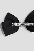 Rhinestone-Embellished Bow Hair Clip