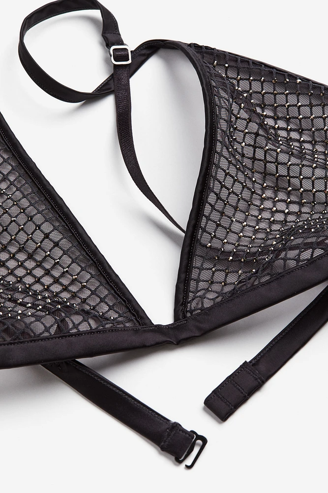 Rhinestone-embellished Soft-cup Bra