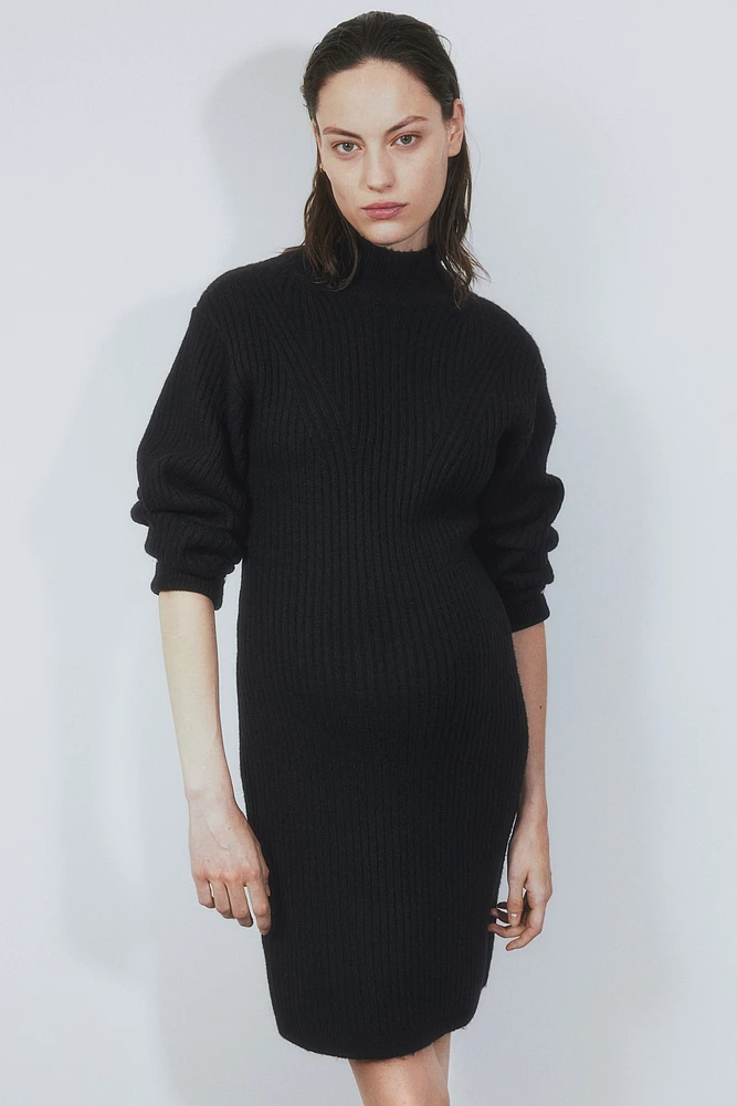 MAMA Rib-knit Mock Turtleneck Dress