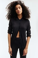 Rib-knit Button-front Top