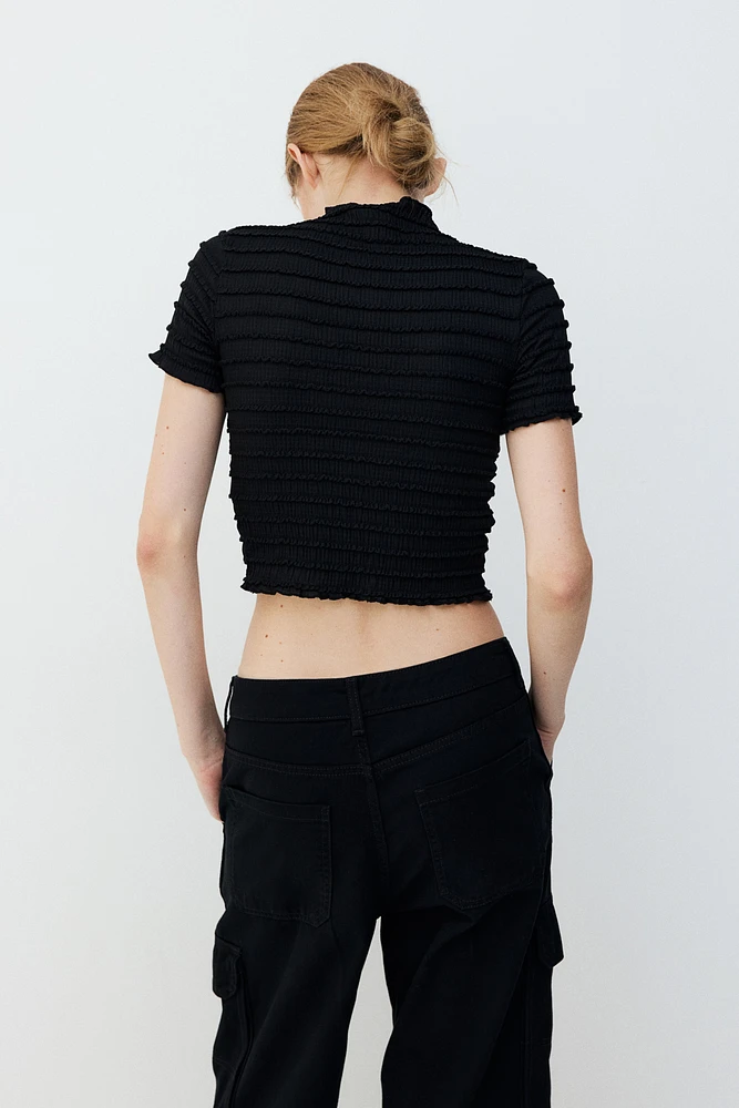 Smocked Top with Overlocked Trim