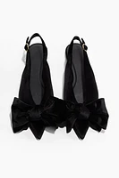 Bow-Detail Velour Slingbacks