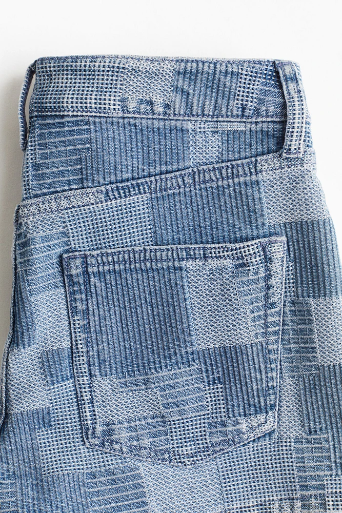 Patchwork-Look Denim Shorts