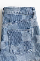 Patchwork-Look Denim Shorts