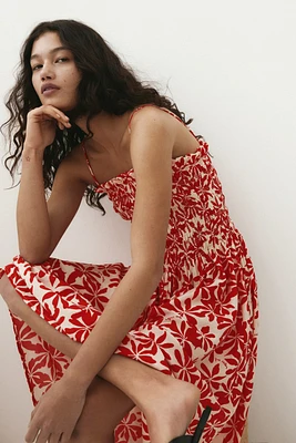 Smocked-Bodice Strappy Dress