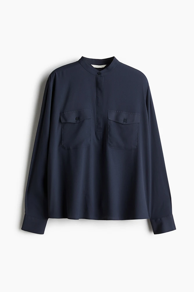 Band-Collar Blouse