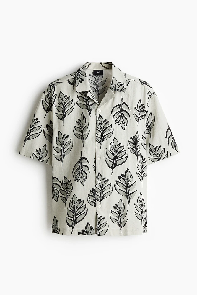 Chemise classique en lin mélangé avec col cubain