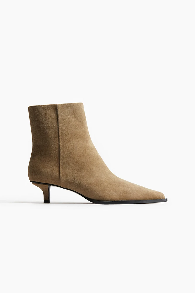 Pointed Suede Ankle Boots