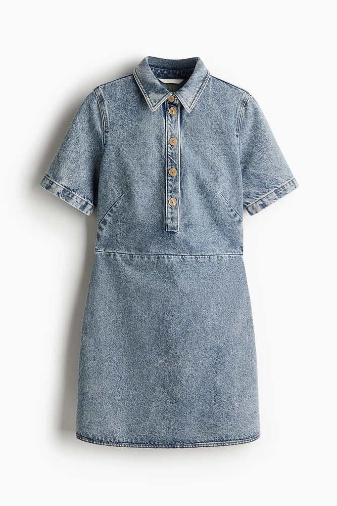 Denim Dress with Collar