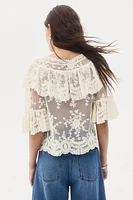 Blouse à volant en dentelle