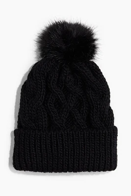 Cable-knit Pompom Hat