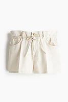 High-Rise Paper-Bag Denim Shorts