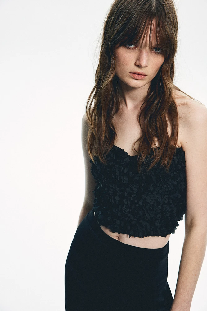 Appliquéd Bandeau Crop Top