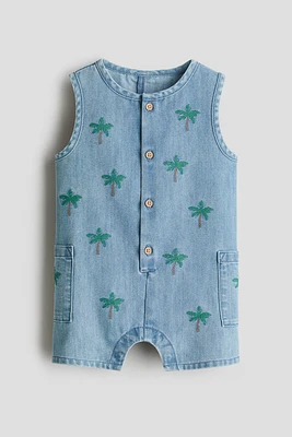 Embroidered-Detail Romper Suit