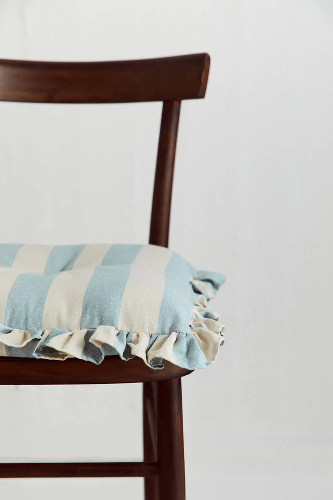 Ruffle-trimmed Cotton Seat Cushion