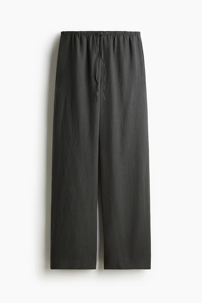 Straight linen-blend trousers