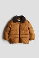 Puffer Jacket with Teddy Fleece Collar