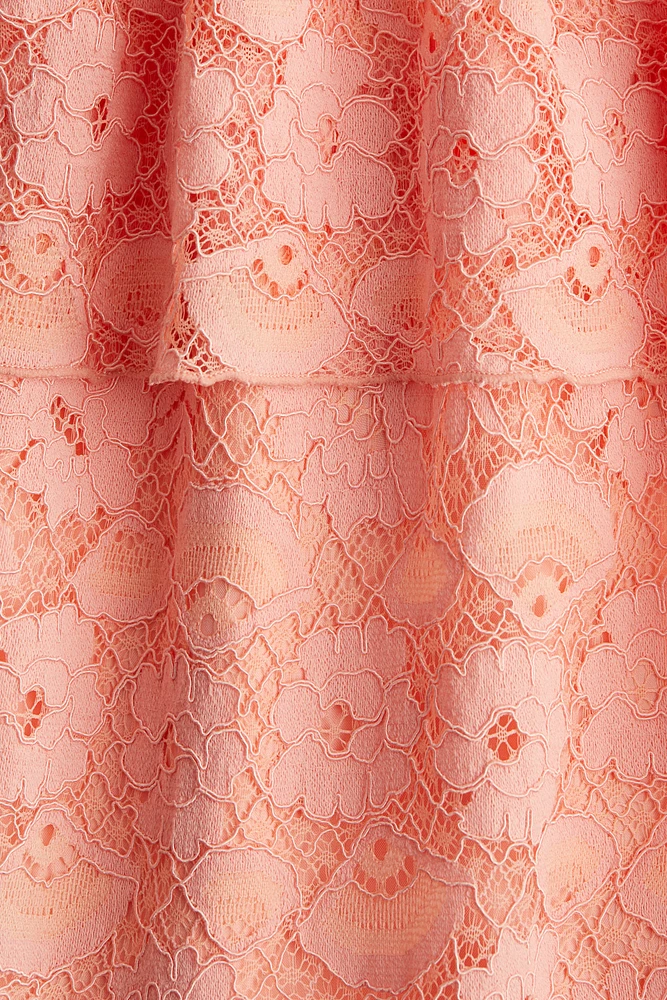 Flounce-Trimmed Lace Dress