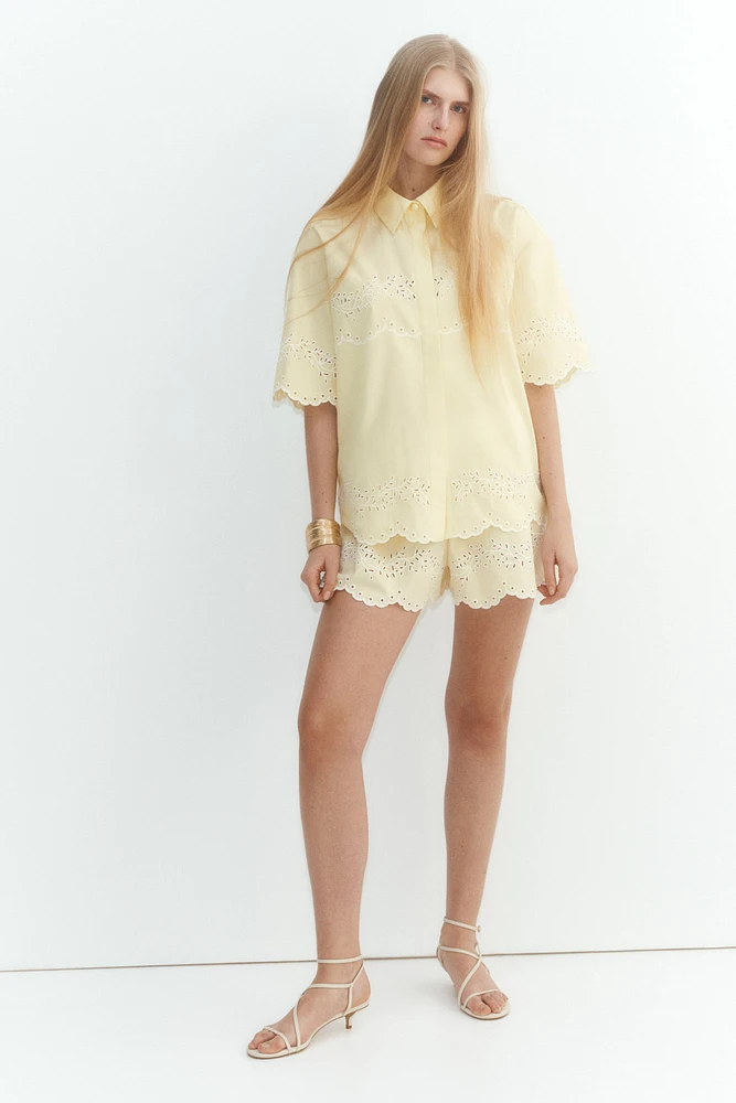 Shorts with Eyelet Embroidery