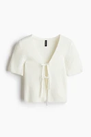 Tie-Detail Rib-Knit Top