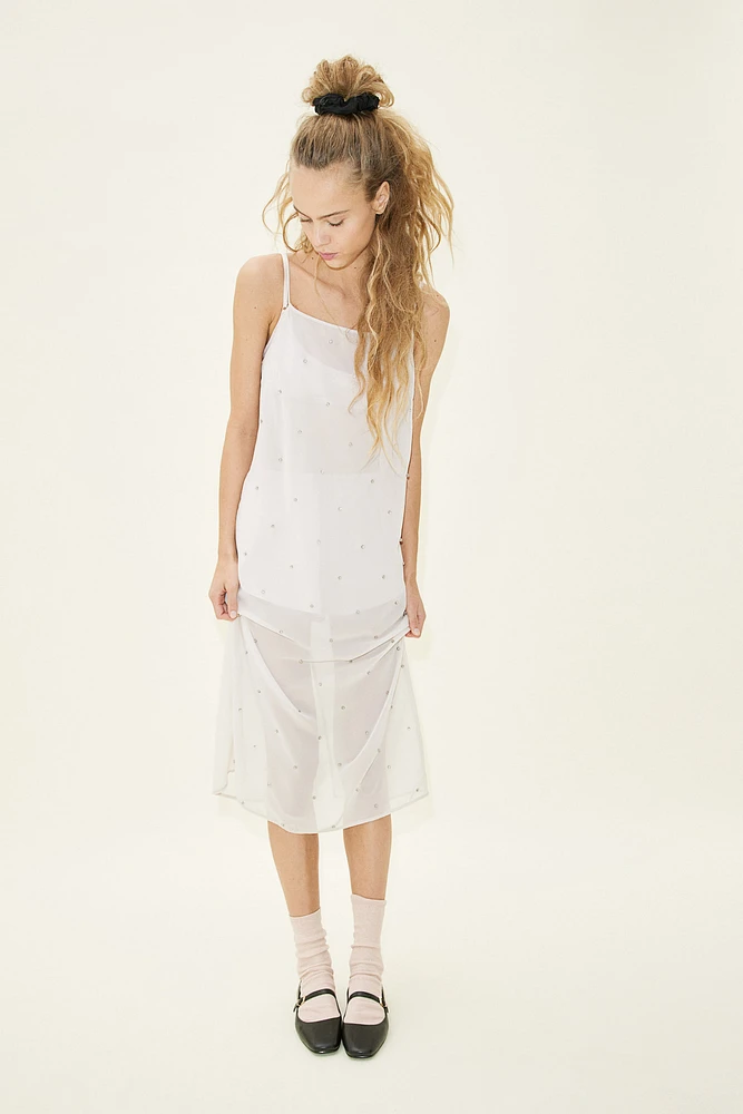 Sheer Embellished Slip Dress