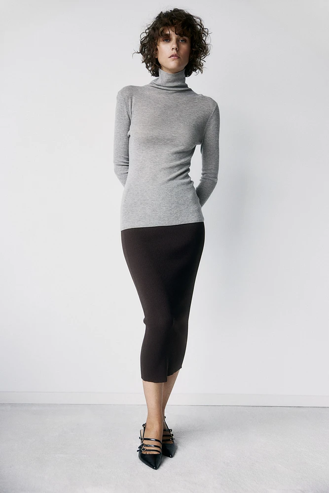 Rib-knit Pencil Skirt