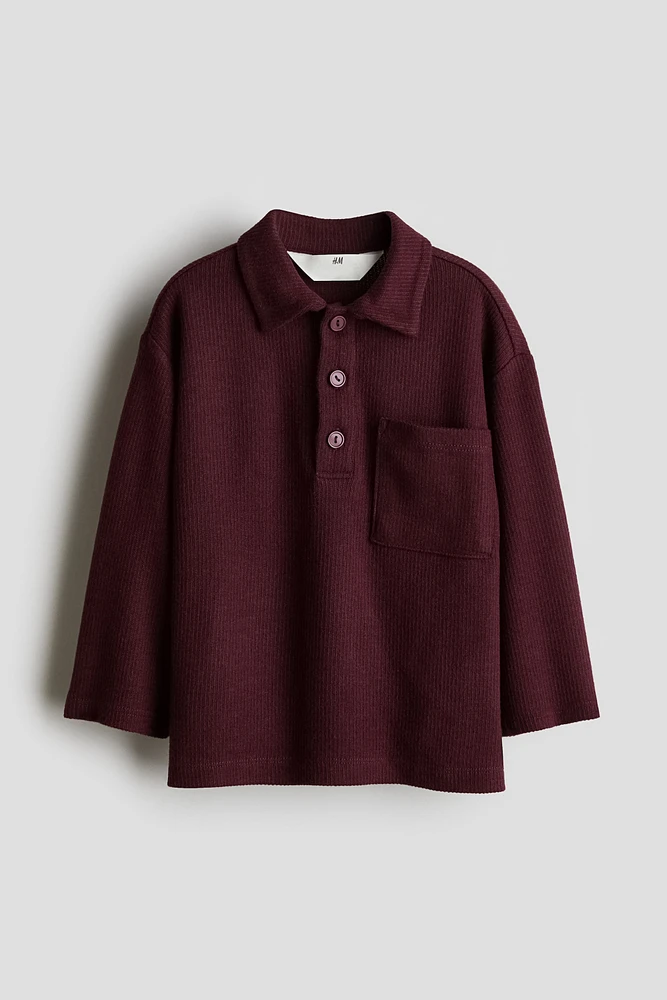 Rib-Knit Polo Shirt