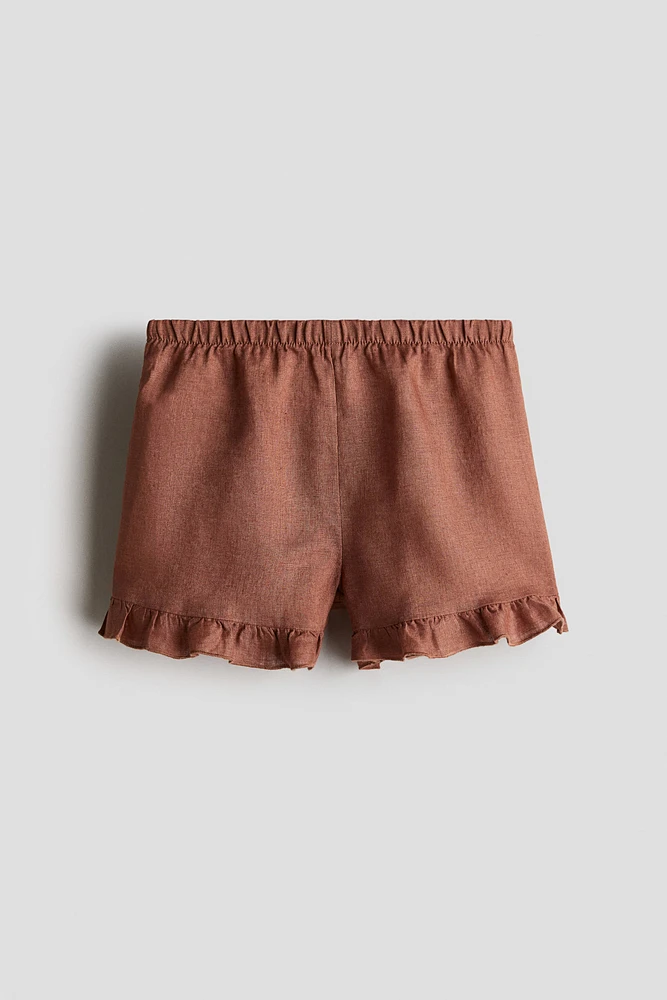 Ruffled Linen Shorts